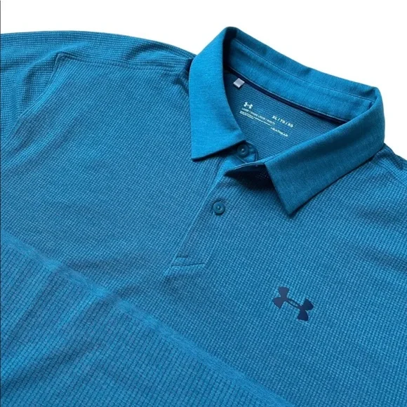 Under Armour Mens Sz XL/TG/XG Turquoise Heatgear Short Sleeve Polo Shirt - Picture 1 of 6